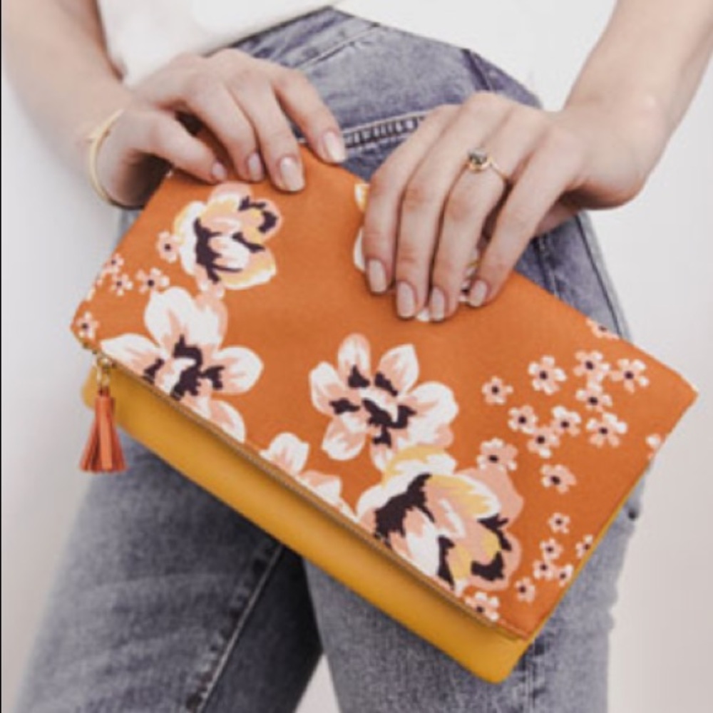 Rachel pally reversible clutch orange and yellow